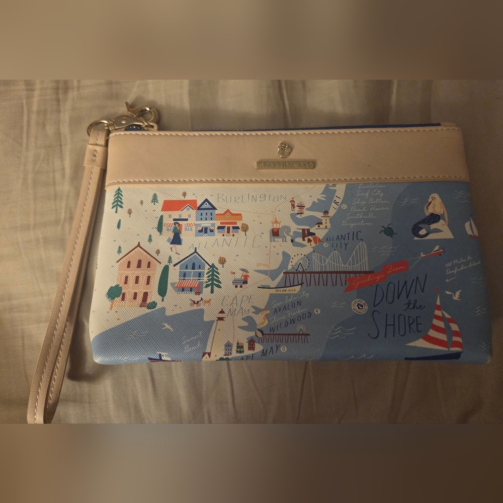 NWOT SPARTINA 449 Large Wristlet ~Down The Shore~ Detachable Strap NEW